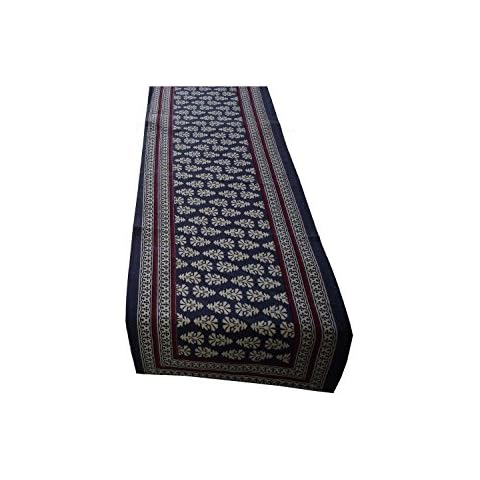Royal Handicrafts Traditional Hand Printed Ethnic Jaipuri Table Runner - Blue Cover