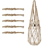 5 Pack Mason Jar Hanging Net, Handwoven Rope Mesh Hanger, Rustic Decorative for Wide Mouth Mason Jar, Ball Pint Jar, and Canning Jars