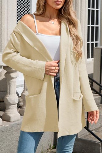 Image of Cakulo Womens Long Hooded Cardigan Sweaters Oversized Fall Cardigans 2025 Open Front Knit Sweater Coats Pockets
