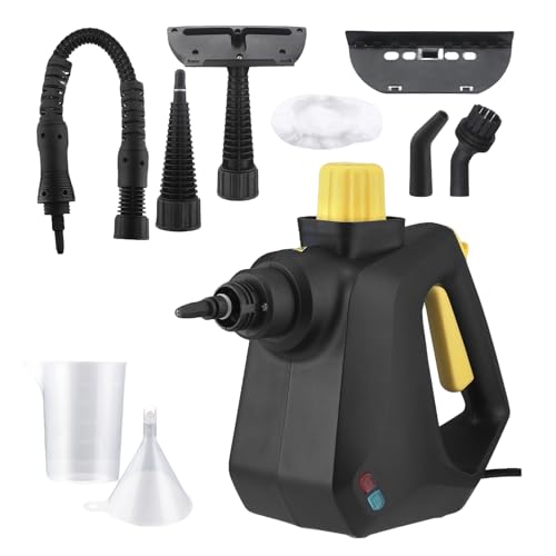 Nettoyeur Vapeur Portable - 10 Accessoires, 3,2 Bar & 350ML 1000W, Nettoyeur à Vapeur Portatif Polyvalent avec 5 Têtes de Brosse/Cordon de 2,5 m, Steam...