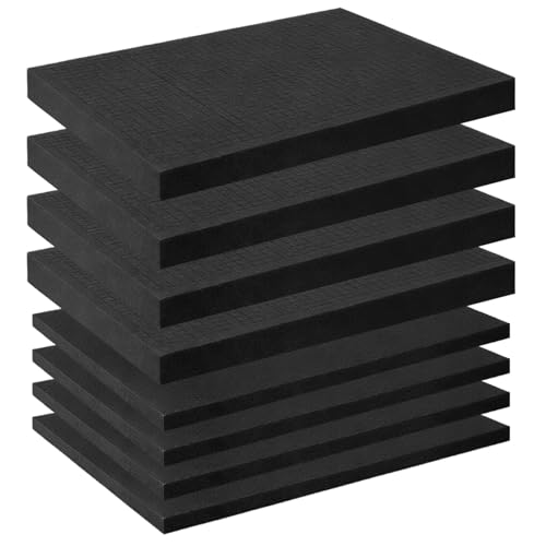 Bqkroa Lot de 8 mousses prédécoupées : 4 pièces 305 x 305 x 25 mm / 4 pièces 305 x 305 x 10 mm Mousse prédécoupée pour mallette de protection, découpe...