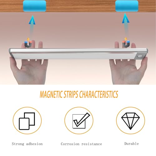 Image of Metal Adhesive Plate Magnetic Stripe for Magnetic LED Lights & Under Counter Lights,Replacement Magnetic Strips with Adhesive Backing(20 Pcs)