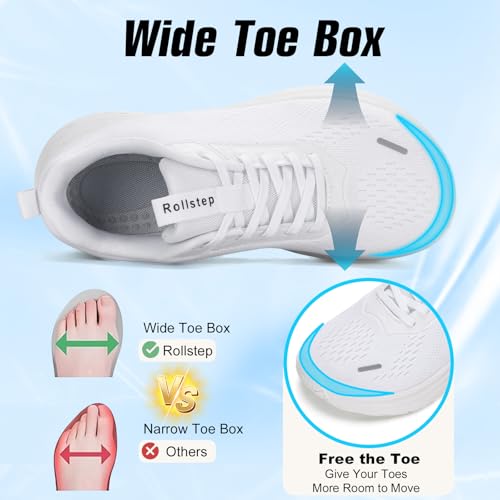 Image of Wide Toe Box Shoes Women Sneakers Extra Wide Width Arch Support Non-Slip Tennis Athletic Ultralight Running Shoes for Women Walking Diabetic Plantar Fasciitis Footwear 6-12