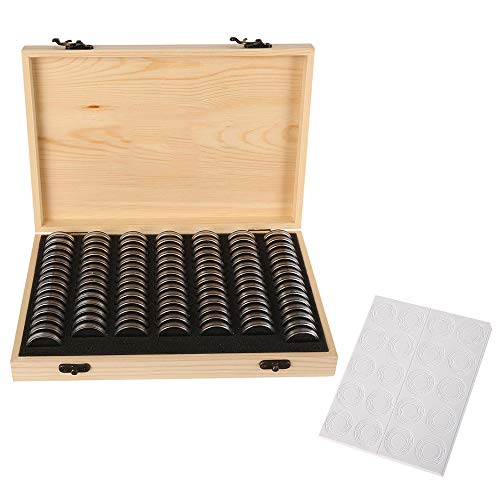 Caja de almacenamiento de monedas de madera con 100 ranuras y cerradura miniatura 5