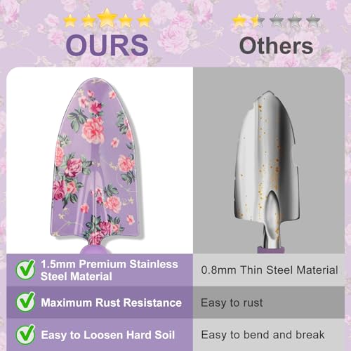 Gardening Tools, WisaKey 10 Piece Heavy Duty Purple Garden Tools Set with Non-Slip Ergonomic Handle, Durable Fashion Garden Tool Organizer HandBag, Ideal Gardening Hand Tools Gardening Gifts for Women - Image 7