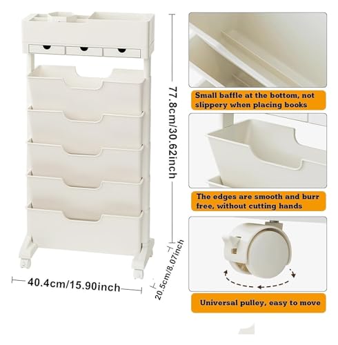 6-Tier-Book-Rack-Storage-Bookshelf-Movable-Unique-Bookcase-With-3-Drawers-Large-Capacity-Utility-Organizer-White-Bookshelves-For-Children-Students-Study-In-Bedroom-Living-Room-Home-School-Green-Co