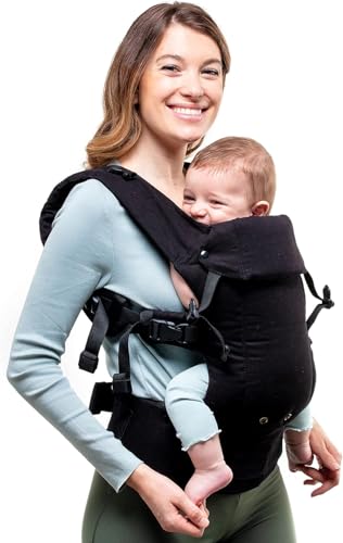 Image of Beco Gemini Baby Carrier from Newborn to Toddler - Certified Ergonomic Newborn Baby Carrier for Infants and Children of 7-35 lbs - M Shape, Adjustable Seat, 100% Organic Cotton (Metro Black)