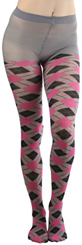 Image of ToBeInStyle Women's Argyle Checkered Diamond Rhombus Net Opaque Sheer Tights Pantyhose