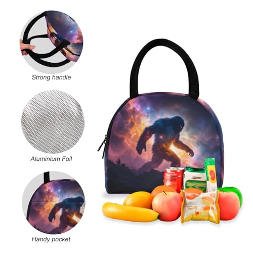 Universe Sasquatch Print Backpack Set with Lunch Bag, Large Capacity Travel Backpacks and Lunch Box Insulated for Commute Hiking Picnic4