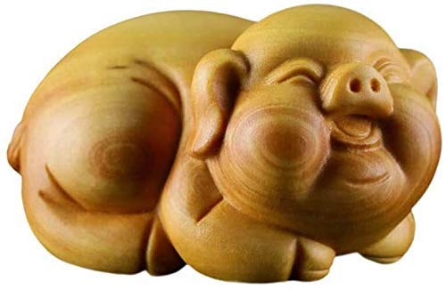Statue Cochon Zodiaque Bois Chinois Feng Shui Figurine Décoration 1029