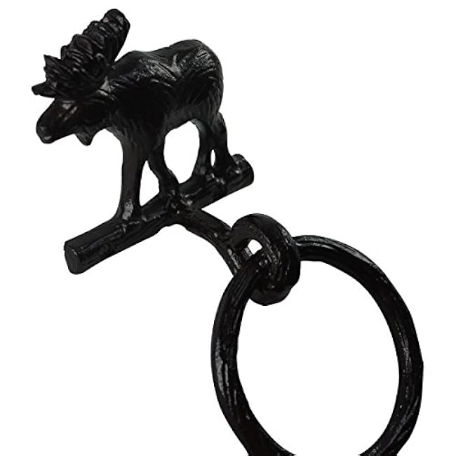 PKD Treasure Gurus Metal Wall Mount Bull Moose Bath/Kitchen Towel Ring Holder Hanger Rustic Decor