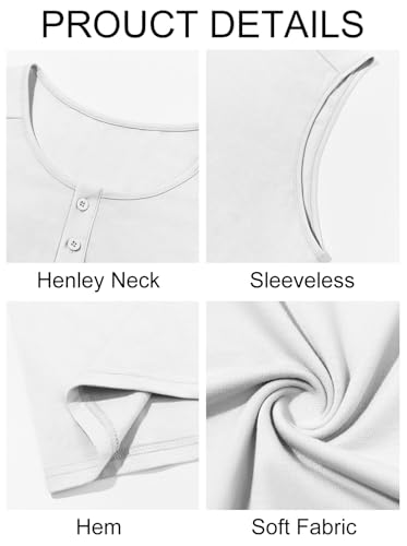Runcati Tank Top Herren Ärmelloses Gym Fitness Henley Shirt Männer Einfarbig Slim Fit Muskelshirt Lässige Basic Unterhemd Sommer Strand T-Shirt Tops Weiß XL