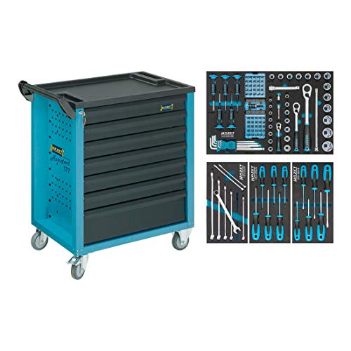 Hazet Bestückter Werkstattwagen (120-Teiliges Sortiment in 4 Weichschaumeinlagen, 5 flache und 2 hohe Schubladen) 177-7/120