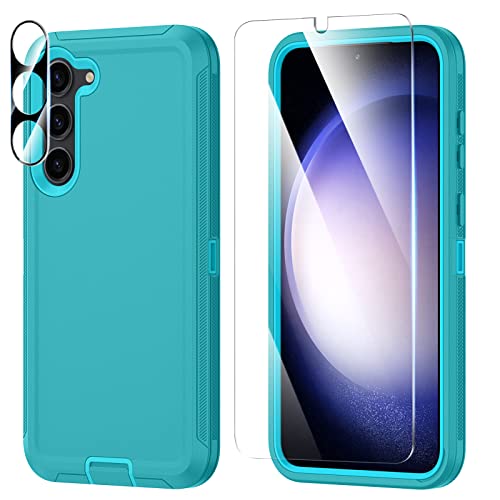 Image of ONOLA Compatible with Samsung Galaxy S23 Plus / S23+ Case with HD Screen Protector & Lens Camera Protector, Heavy Duty Shockproof and Dust Proof Cover (Lakeblue SkyBlue)