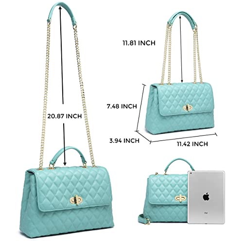 Image of ER.Roulour Quilted Crossbody Bags for Women, Trendy Roomy Shoulder Handbags with Flap Gold Hardware Chain Purses Shoulder Bag