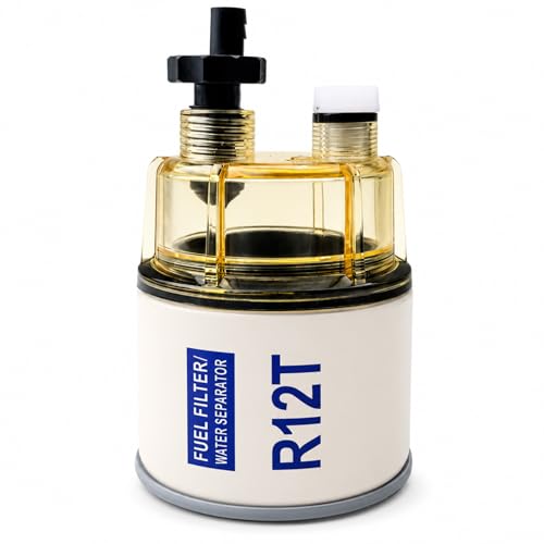 R12T Fuel Filter Water Separator with Clear Nylon Collection Bowl 3/8 Inch NPT Spin-on Assembly Replaces S3240 120AT 18-7947 18-7987 NPT ZG1/4-19