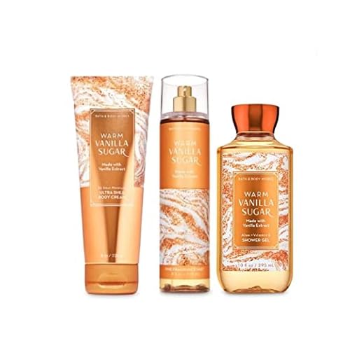 Bath & Body Works Warm Vanilla Sugar Fine Fragrance Mist, Body Cream and shower gel - Full Size