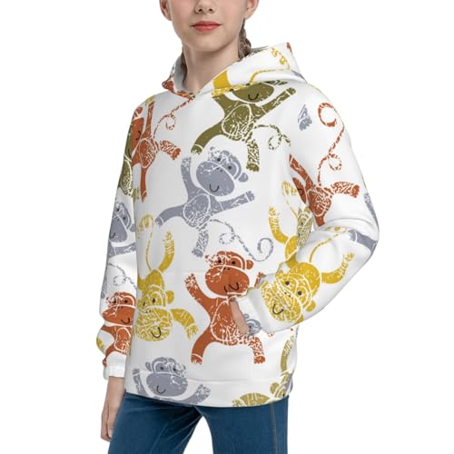 Cartoon Monkey Kid Hoodies Boys Sweatshirts Girls Pullover with Pocket2