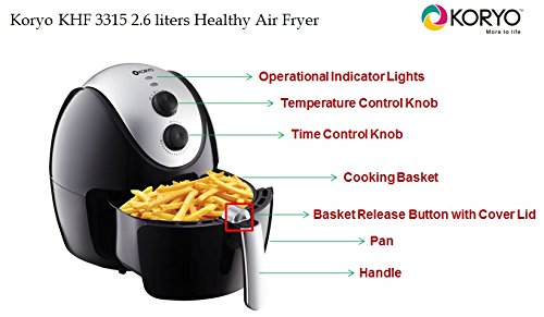 Image of Koryo (KHF 3315) 2.6 Ltr 1500 Watt Healthy Air Fryer (Black)