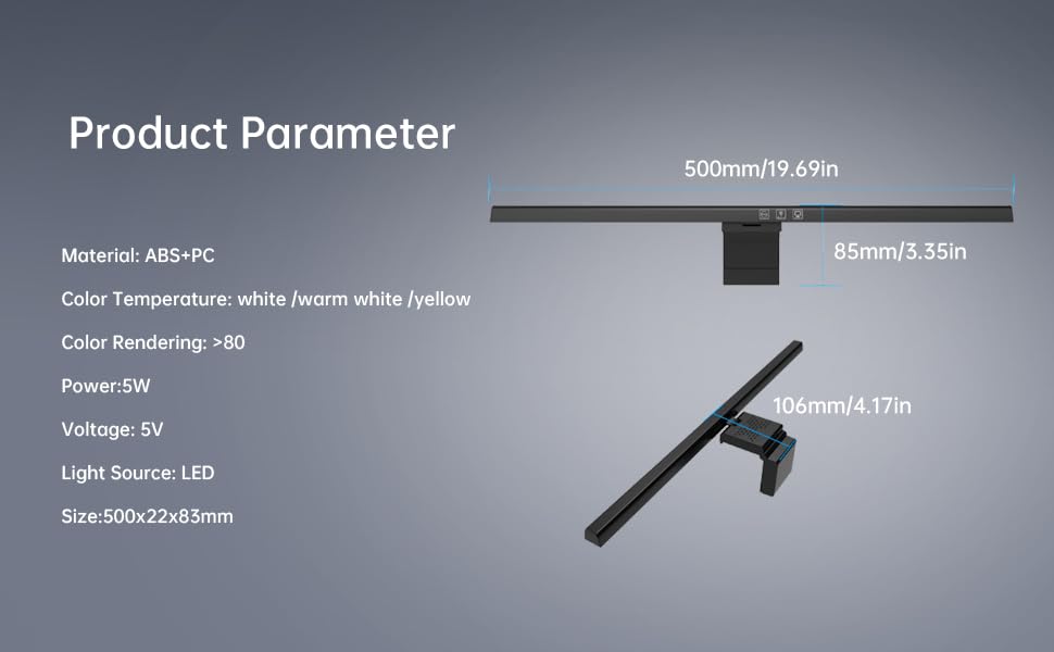 Barra de luz para monitor con retroiluminación RGB, lámpara de pantalla LED para computadora para cuidado de los ojos, fuente de luz dual alimentada por USB con control táctil para computadora 3