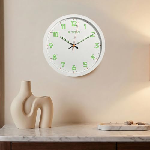 Image of Titan Lume Wall Clock with Luminous Dial & Hands, Silent Sweep, Model W0012PA02 | 30 cm x 30 cm x 5 cm