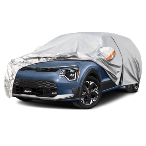 Kayme SUV Car Cover Fit for Rivian R1S (2022-2025) Automobiles All Weather Waterproof, Outdoor Cover Sun Rain Protection, with Lock and Zipper Door.Silver