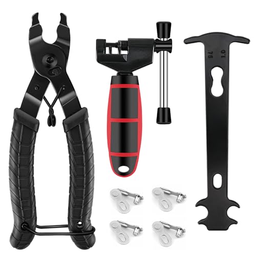 Rose Kuli Fahrrad Werkzeug - Kettennieter Fahrrad, kettenschloss Kettenzange mit 4 Paar Fahrradketten Nieten, Fahrradkette Reparatur Set für 6-12 Fach Fahrradkette Werkzeug Set
