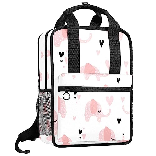 Sac à dos garçon motif éléphants roses pour l'école et sorties