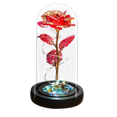 Rosa Eterna Metalizada na Cúpula de Vidro