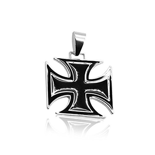 Preisvergleich Produktbild tumundo Ketten Anhänger Kruzifix Eisernes Kreuz Silbern Schwarz Königskette Panzerkette Halskette Herrenschmuck Herren Massiv