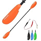 AQUARM Kayak Paddle with Free Paddles Leash, 91.7 inch Lightweight Adjustable Kayaking Oars with Aluminum Shaft and Orange Fiberglass Blades for Boating Canoeing
