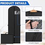 2 Pack Long Dress Bag Cover, 180×60cm Garment Bags, Waterproof Suit Coat Covers, Dust-proof Clothes Covers Protector Bags, Wedding Dress Bag with Handle, Dresses Carrier for Hanging Clothes
