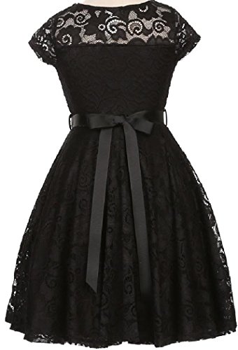 Little Girl Cap Sleeve Lace Skater Stone Belt Party Flower Girls Dresses 4-202