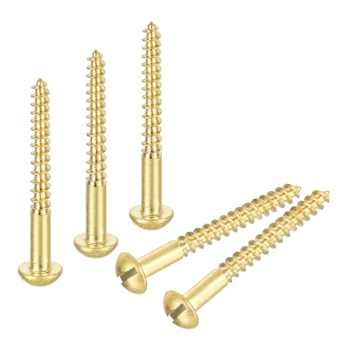 Vis à bois M4 x 40 mm tête ronde fendue en cuivre pur pour finition haut de gamme