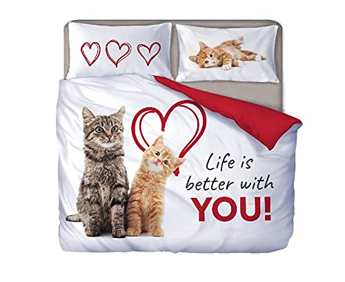 Homemania 014252 Cats Duvet Cover Set for Bed Multicoloured, 250 x 200 cm - Image 2