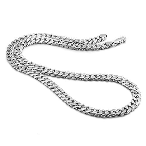 925 Sterling Silver 6mm Miami Cuban Link Chain Necklace for Men/Women 18/20/22/24/26/28/30 Inches Length