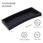 Small Silicone Bathroom Vanity Tray Rectangle Soap and Sponge Holder Kitchen Sink Organizer for Scrubber, Lotion Bottles, Perfume, Jewelry, Candle, Key Trinket Ring, Black - Image 3