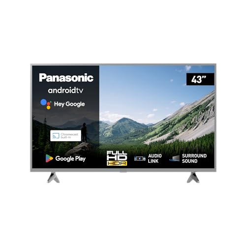 Panasonic TX-43MSW504S, 43 Zoll Full HD LED Smart 2023 TV, Android TV, Surround Sound, Google Assistant, Chromecast, Bright Panel, HD Color Engine, Silber