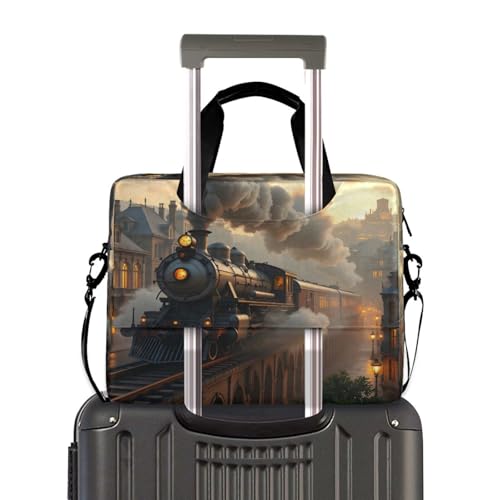 Maletín para laptop con diseño de tren y paisaje miniatura 3