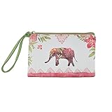 Rantanto Cute Classic Exquisite Canvas Cash Coin Purse, Make Up Bag, Cellphone bag With Handle (BG0003 Lucky Elephant)