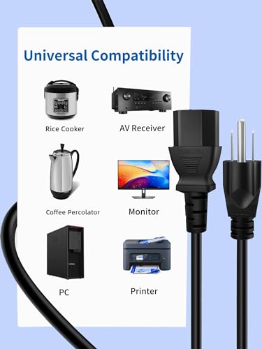 Cable de alimentación AC 6FT compatible con Chauvet DJ Geyser P5 miniatura 3