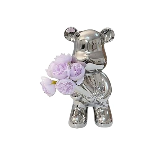 MsiDtsoy クマの彫像 セラミック製 クマ フィギュア ベアブリック オブジェ インテリア 北欧小物 置物 クマ 高さ約23cm 滑り止めマット付き おしゃれ 癒しクマ インテリア雑貨 可愛い雑貨 小物飾り 玄関 リビング 寝室 ルーム 装飾 オフィ