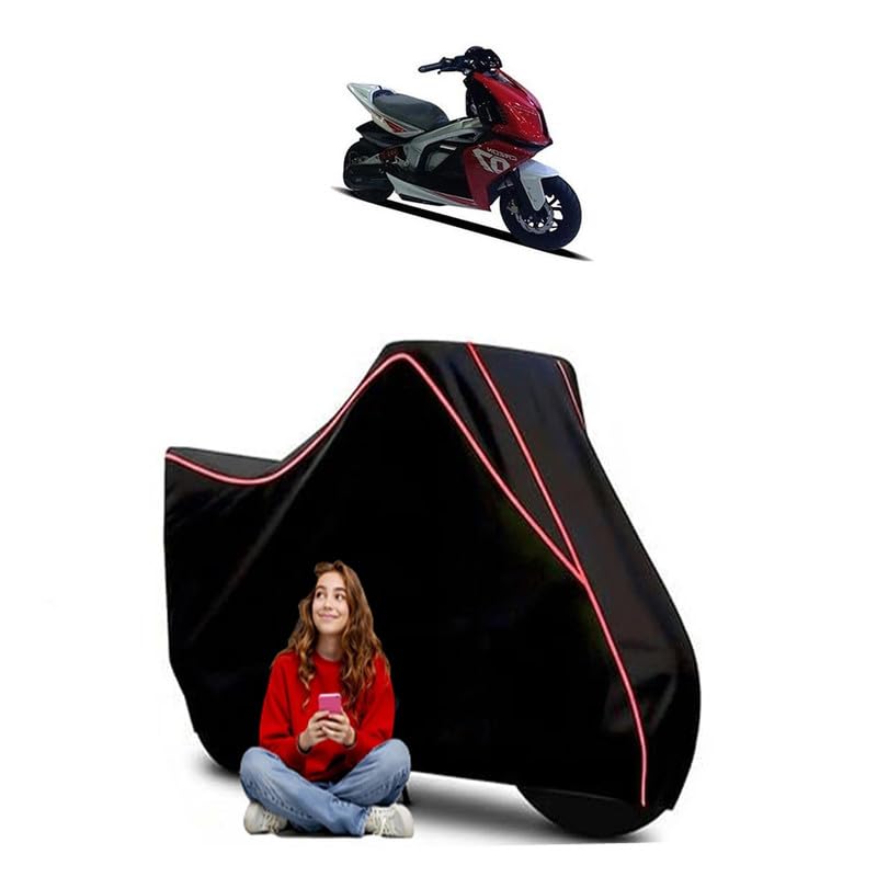 Image of Creon Scooty Bike Cover Water Resistant Outdoor Use Universal Fit Scooters Motorcycles Heavy Duty UV Protection Dust Rain Scratch Resistant Elastic Bottom Black Blue Piping