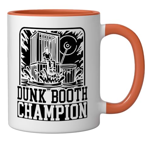 Taza de cerámica Dunking Booth divertido naranja y blanco miniatura 2