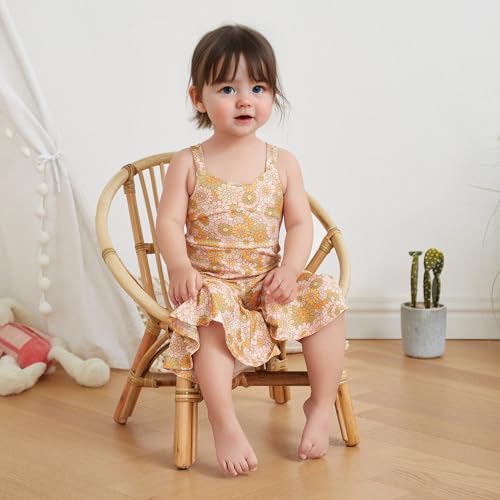 Emmababy Baby Girl Bell Bottoms Romper Toddler Floral Overalls Suspender Flare Pants Sleeveless Strap Jumpsuit Fall Clothes3