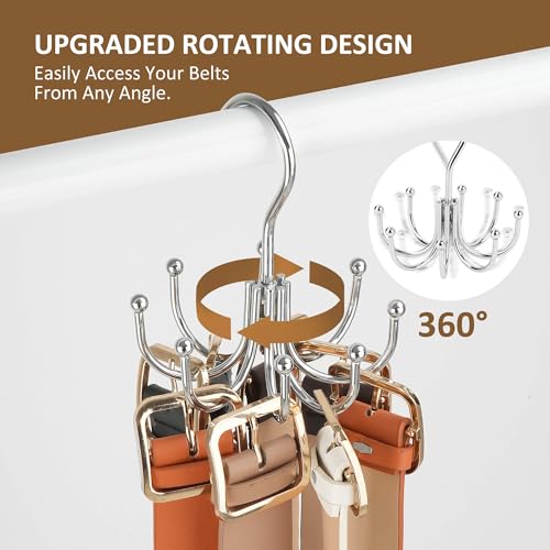 ZEDODIER Gürtelaufhänger, 2 Stück Gürtelregal Schrankzubehör Organizer, maximale 24 Speicherkapazität, hängende Halterung, Aufbewahrungshaken für Gürtel, BH, Tank Top, Krawatte, Schal, Geldbörse