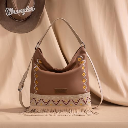Image of Wrangler Shoulder Bag Aztec Purse Embroidered Fringe