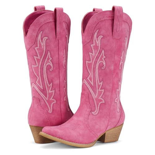 image for HISEA Rollda Cowboy Boots for Women, Cowgirl Boots, Comfortable Wester