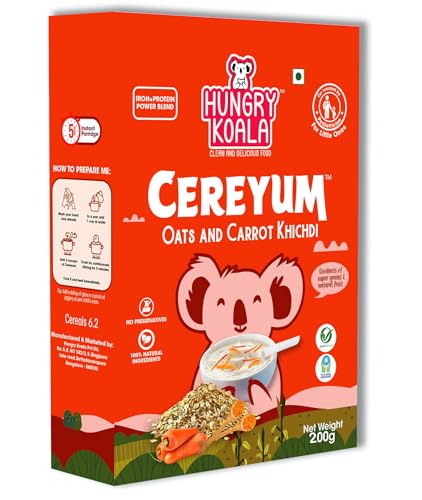 Image of HUNGRY KOALA Oats & Carrot Khicdi Cereal Made With Natural Ingridients for Kids To Grow Healthy No Preservative Or Additives Or Maida (200 Gram)