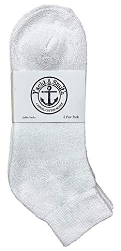 Yacht & Smith 12 Pairs Of Men's King Size Premium Cotton Sport Ankle Socks Size 13-16 Solid White2